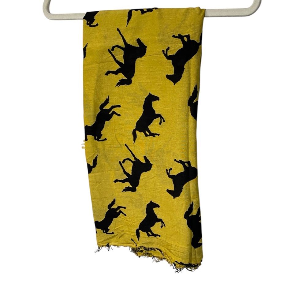 Collective Concepts Yellow and Black Horse Print Scarf